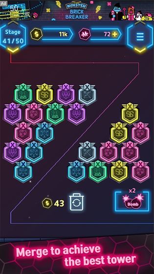 霓虹灯合并防御手游app截图