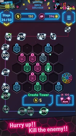 霓虹灯合并防御手游app截图