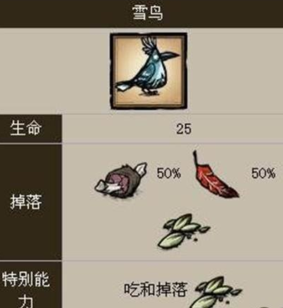 《饥荒》手机版雪鸟资料介绍