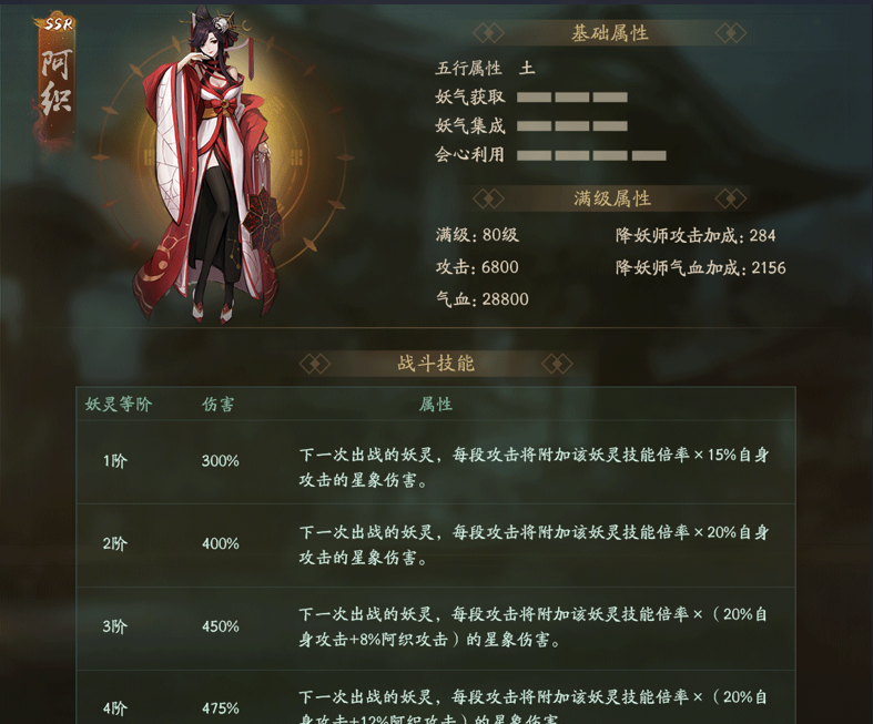 《神都夜行录》妖灵阿织图鉴