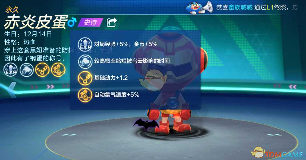 《跑跑卡丁车》赤炎皮蛋属性介绍