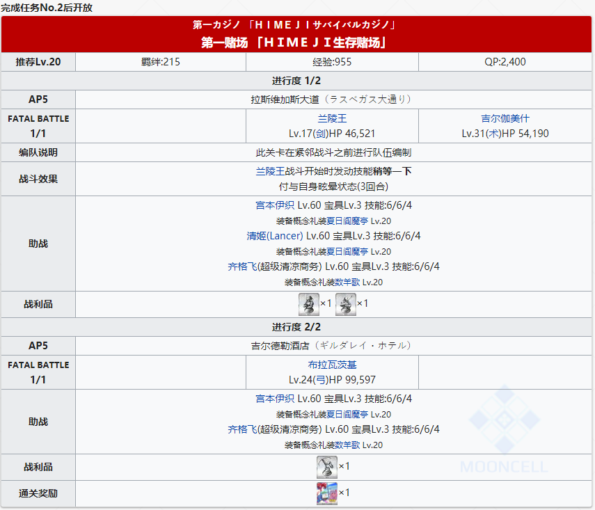 《命运冠位指定》日服泳装活动拉斯维加斯御前比试主线关卡敌人配置一览