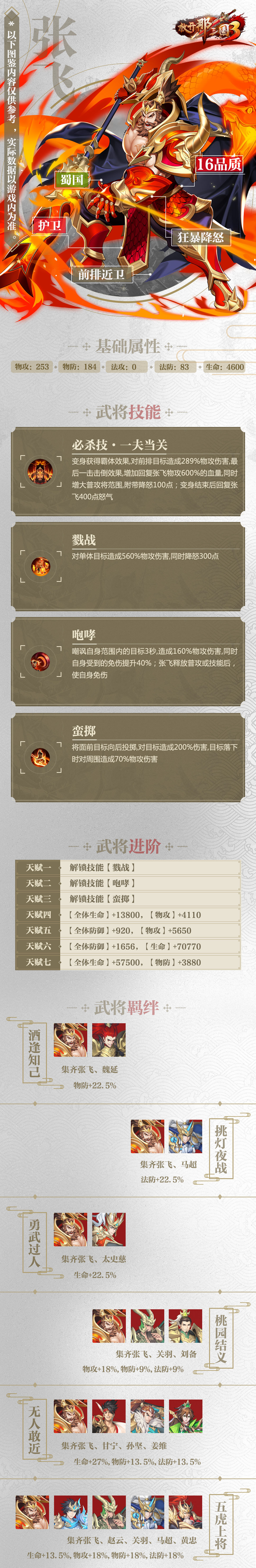 《放开那三国3》张飞属性技能羁绊图鉴