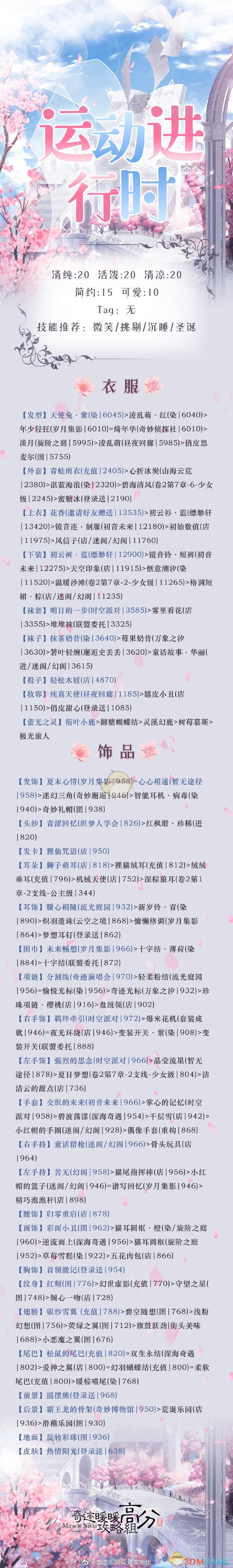 《奇迹暖暖》竞技场运动进行时高分搭配攻略