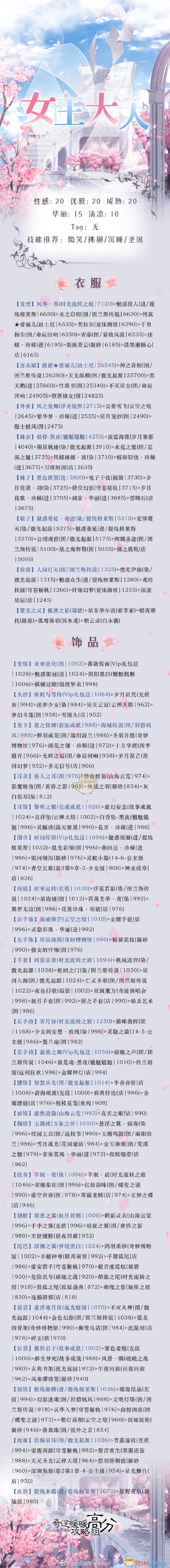 《奇迹暖暖》竞技场女王大人高分搭配攻略