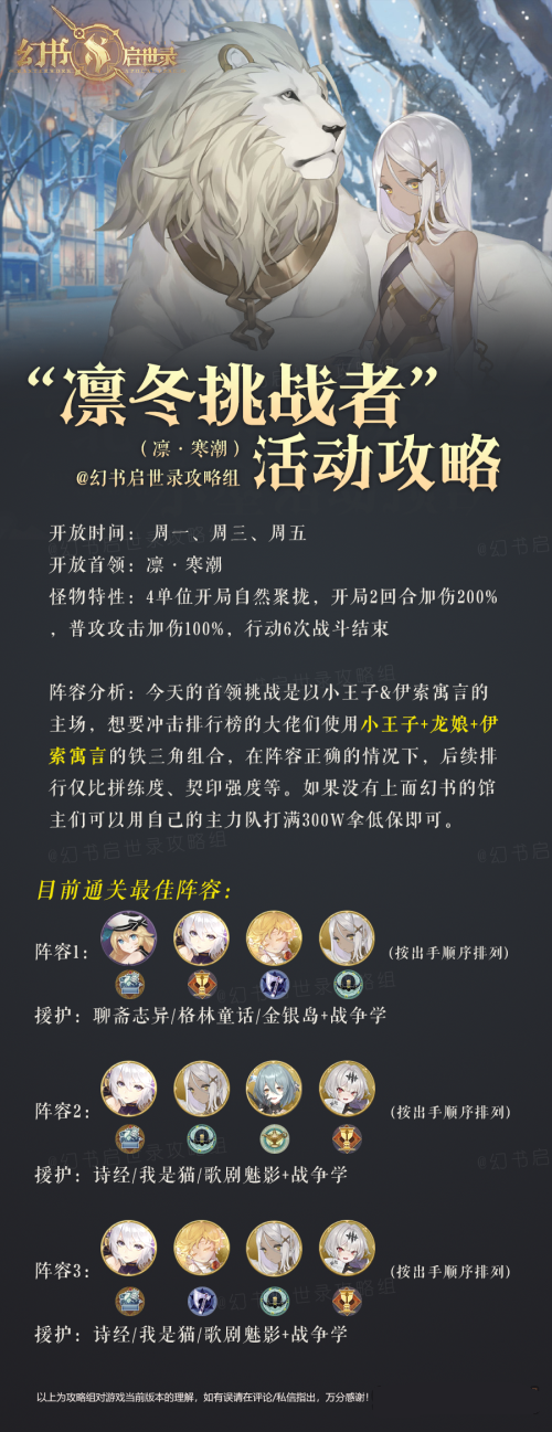 《幻书启世录》凛冬挑战者Day2阵容推荐