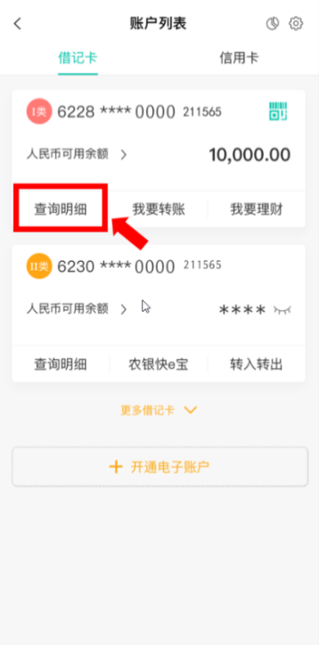 《农业银行》查询明细方法介绍