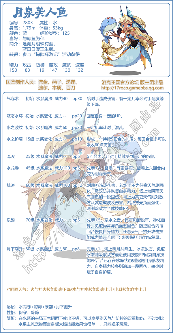 《洛克王国》月泉水人鱼图鉴