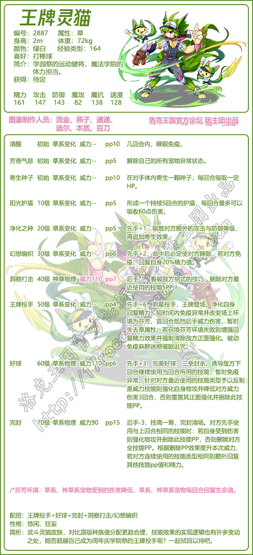 《洛克王国》王牌灵猫技能表