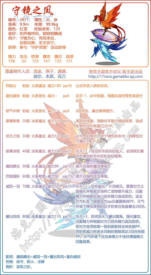 《洛克王国》守镜之凤技能表图鉴