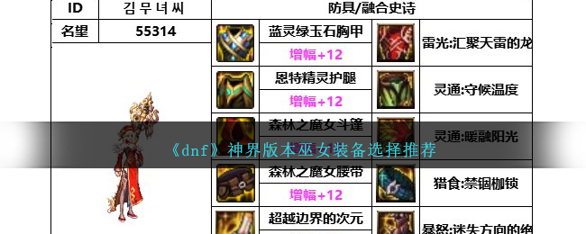 《dnf》神界版本巫女装备选择推荐