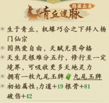 《云端问仙》青丘血脉初始属性介绍